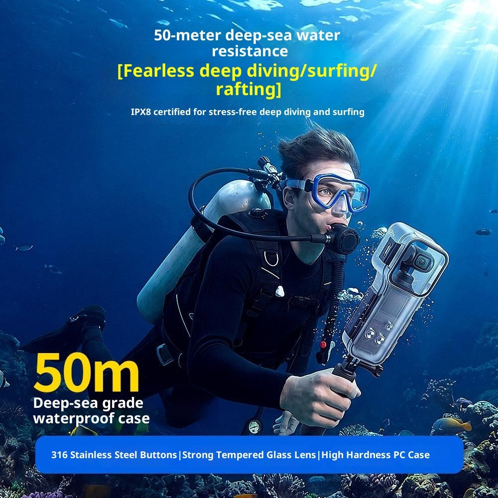 Waterproof Case for DJI Osmo Pocket 4 50m Deep Sea Diving Underwater Photography Protective Shell Action Camera Protector