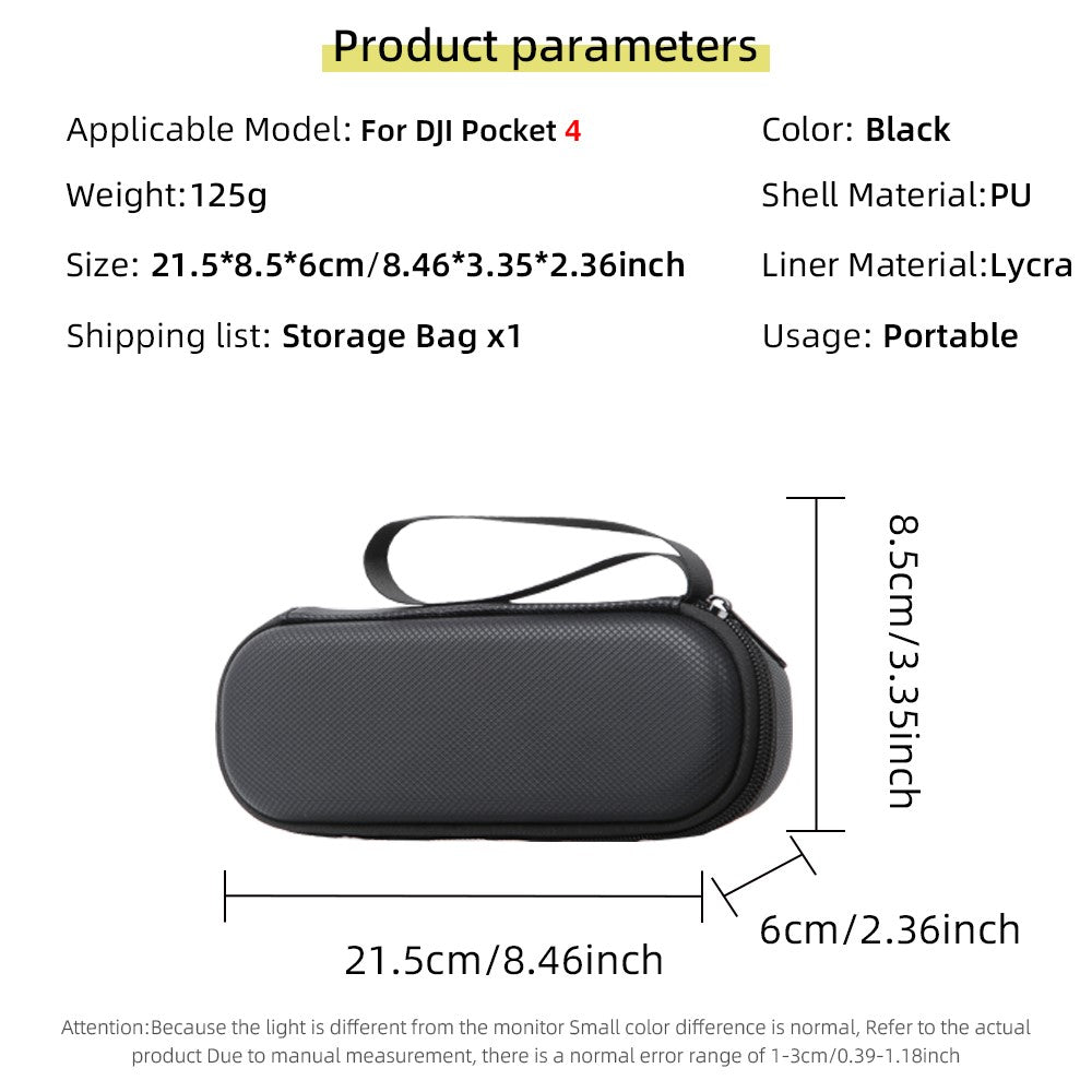 Portable Carrying Case for DJI Osmo Pocket 4 PU Storage Bag Anti-Scratch Protective Hard Shell Pouch