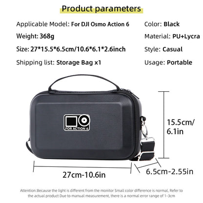 Storage Case for DJI Osmo Action 6 Portable Hard Shell Carrying Bag PU Lycra Waterproof Travel Case