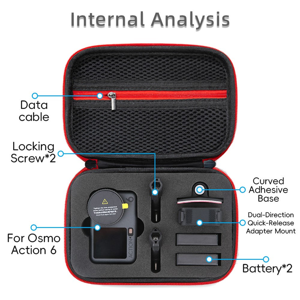 Storage Case for DJI Osmo Action 6 EVA Hard Shell Carrying Case Accessories Organizer Portable Travel Bag