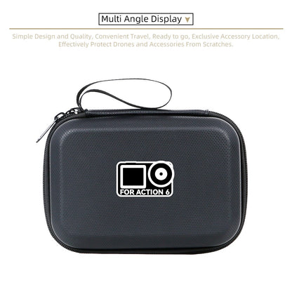 Carrying Case for DJI Osmo Action 6 PU Leather Storage Bag Portable Hard Shell Protective Pouch