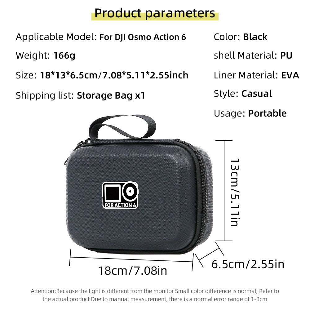 Carrying Case for DJI Osmo Action 6 PU Leather Storage Bag Portable Hard Shell Protective Pouch