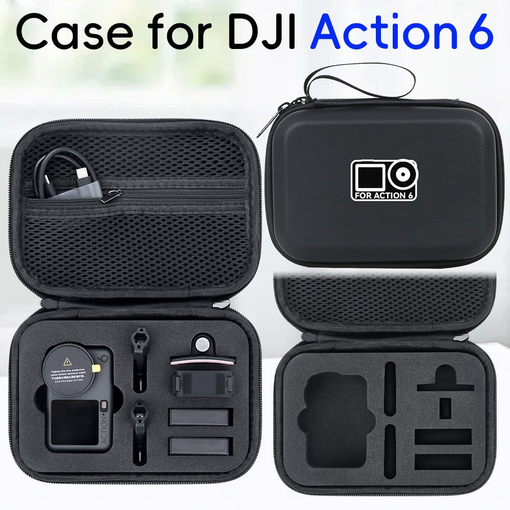Carrying Case for DJI Osmo Action 6 PU Leather Storage Bag Portable Hard Shell Protective Pouch