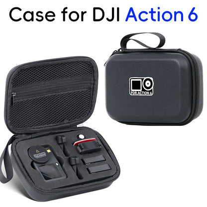 Carrying Case for DJI Osmo Action 6 PU Leather Storage Bag Portable Hard Shell Protective Pouch
