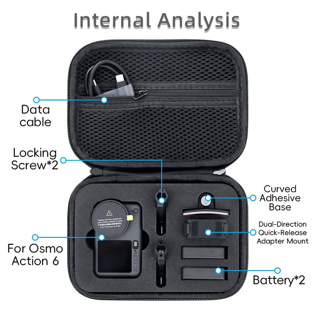 Carrying Case for DJI Osmo Action 6 PU Leather Storage Bag Portable Hard Shell Protective Pouch
