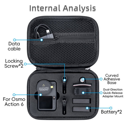 Carrying Case for DJI Osmo Action 6 PU Leather Storage Bag Portable Hard Shell Protective Pouch