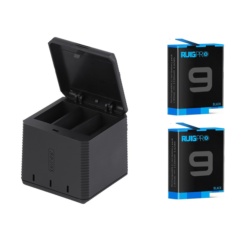 RUIGPRO AT1160 Battery Charger Kit Battery Storage Box for Gopro Hero9 Black
