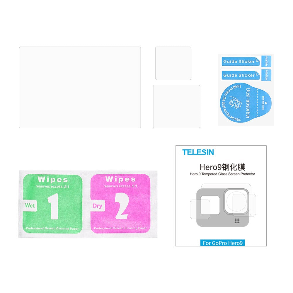 TELESIN Lens + Front and Back LCD Display Tempered Glass Film for GoPro Hero 9 / 10 / 11