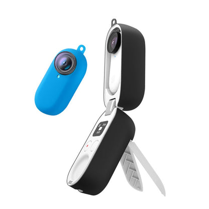 2Pcs/Set for Insta360 Go2 Sports Camera Protective Cover+Charging Case Silicone Non-slip Sleeve
