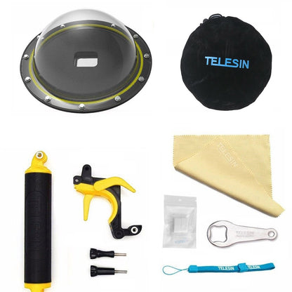 TELESIN GP-DMP-T05 30M Waterproof Dome Port Underwater Housing Case Cover with Floating Handle Trigger for GoPro Hero 7/6/5