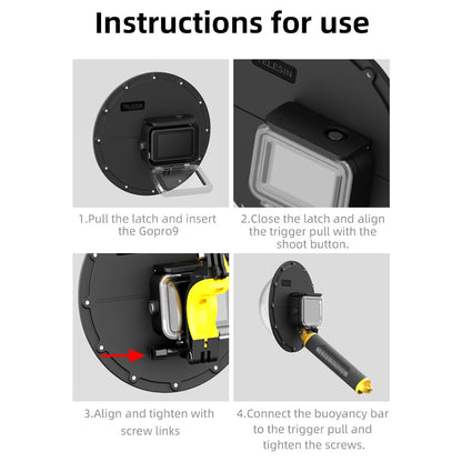 TELESIN GP-DMP-T09 30m Diving Filter Camera Dome Port Waterproof Housing Case for GoPro Hero 9 / 10 / 11