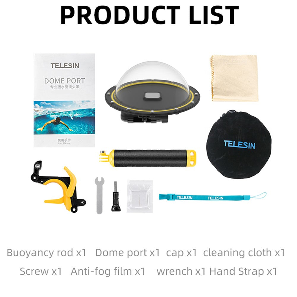 TELESIN GP-DMP-T09 30m Diving Filter Camera Dome Port Waterproof Housing Case for GoPro Hero 9 / 10 / 11