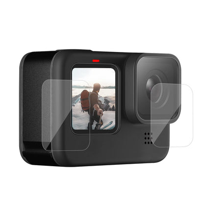 TELESIN GP-FLM-901 High Hardness Anti-explosion Tempered Glass Camera Lens Back Screen Protector Film + PET Soft Front Screen Protector for GoPro Hero 9 / 10 / 11