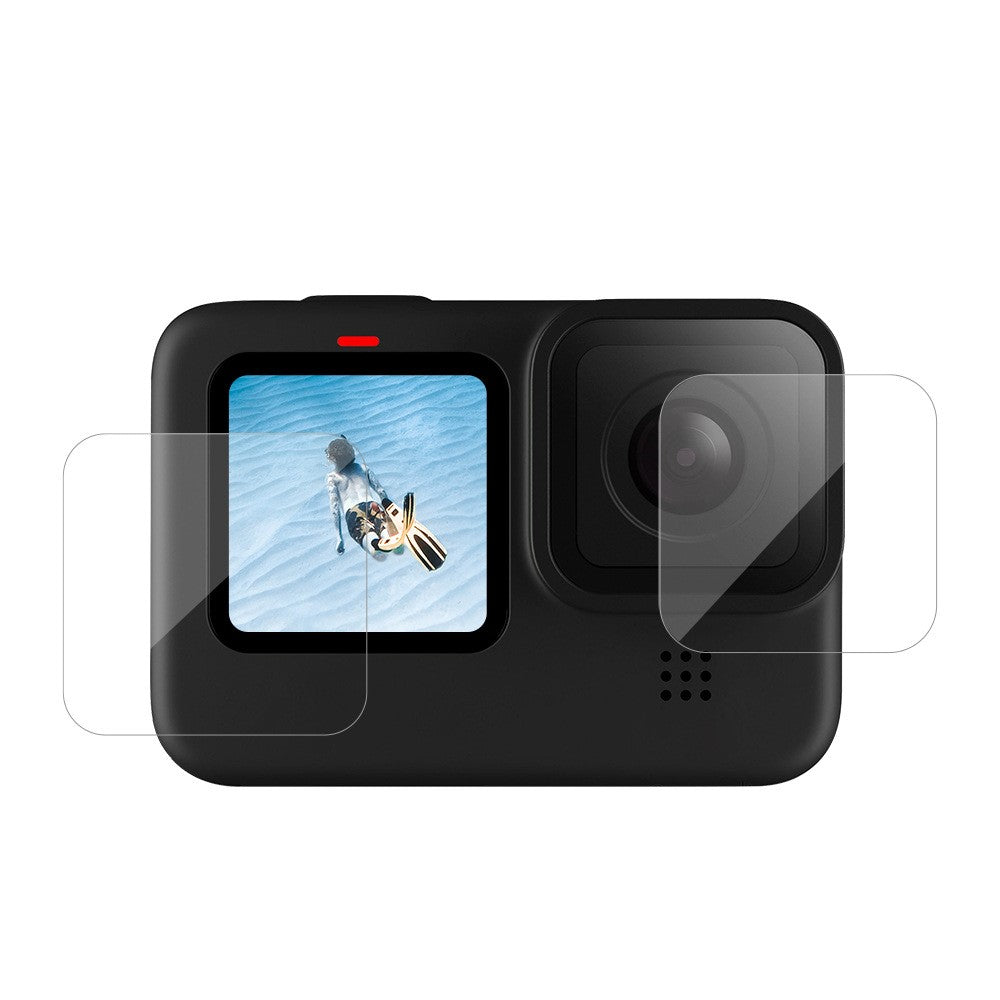 TELESIN GP-FLM-901 High Hardness Anti-explosion Tempered Glass Camera Lens Back Screen Protector Film + PET Soft Front Screen Protector for GoPro Hero 9 / 10 / 11