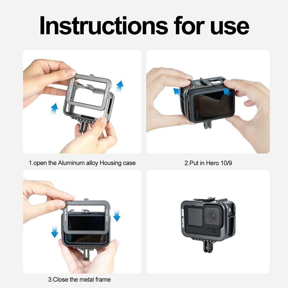 TELESIN GP-FMS-901 Camera Protective Frame Anti-drop Metal Housing Case for GoPro Hero 9 / 10 / 11