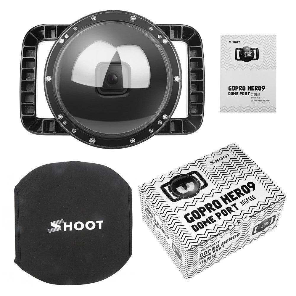 SHOOT XTGP559 Dual Handle Waterproof Housing  Dome Port Protective Case for GoPro Hero 9/10