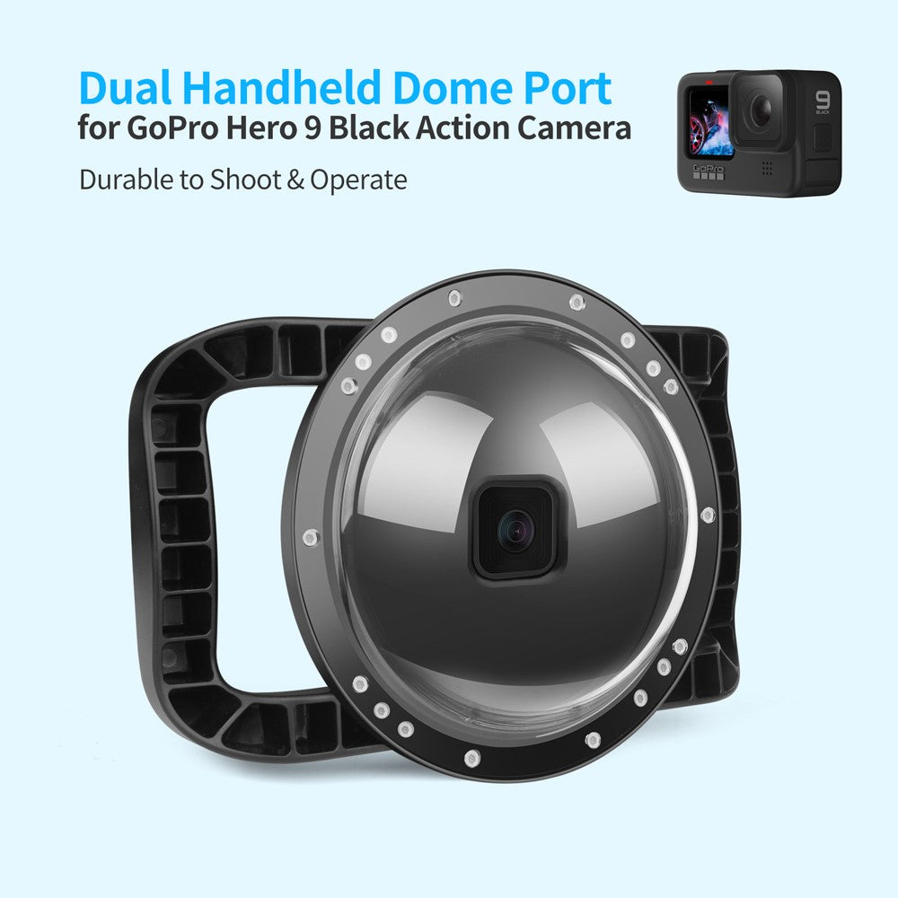 SHOOT XTGP559 Dual Handle Waterproof Housing  Dome Port Protective Case for GoPro Hero 9/10