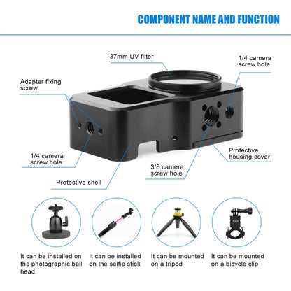 AGDY47 Aluminum Alloy Protective Metal Case Frame Cage + UV Lens Filter for DJI Action 2 Camera Accessories