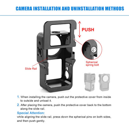 AGDY47 Aluminum Alloy Protective Metal Case Frame Cage + UV Lens Filter for DJI Action 2 Camera Accessories