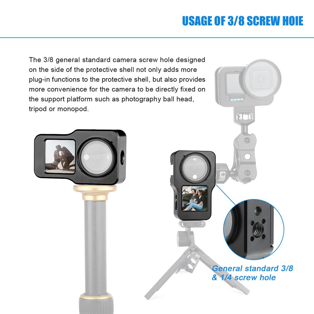 AGDY47 Aluminum Alloy Protective Metal Case Frame Cage + UV Lens Filter for DJI Action 2 Camera Accessories