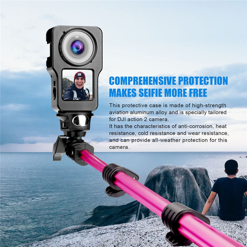 AGDY47 Aluminum Alloy Protective Metal Case Frame Cage + UV Lens Filter for DJI Action 2 Camera Accessories