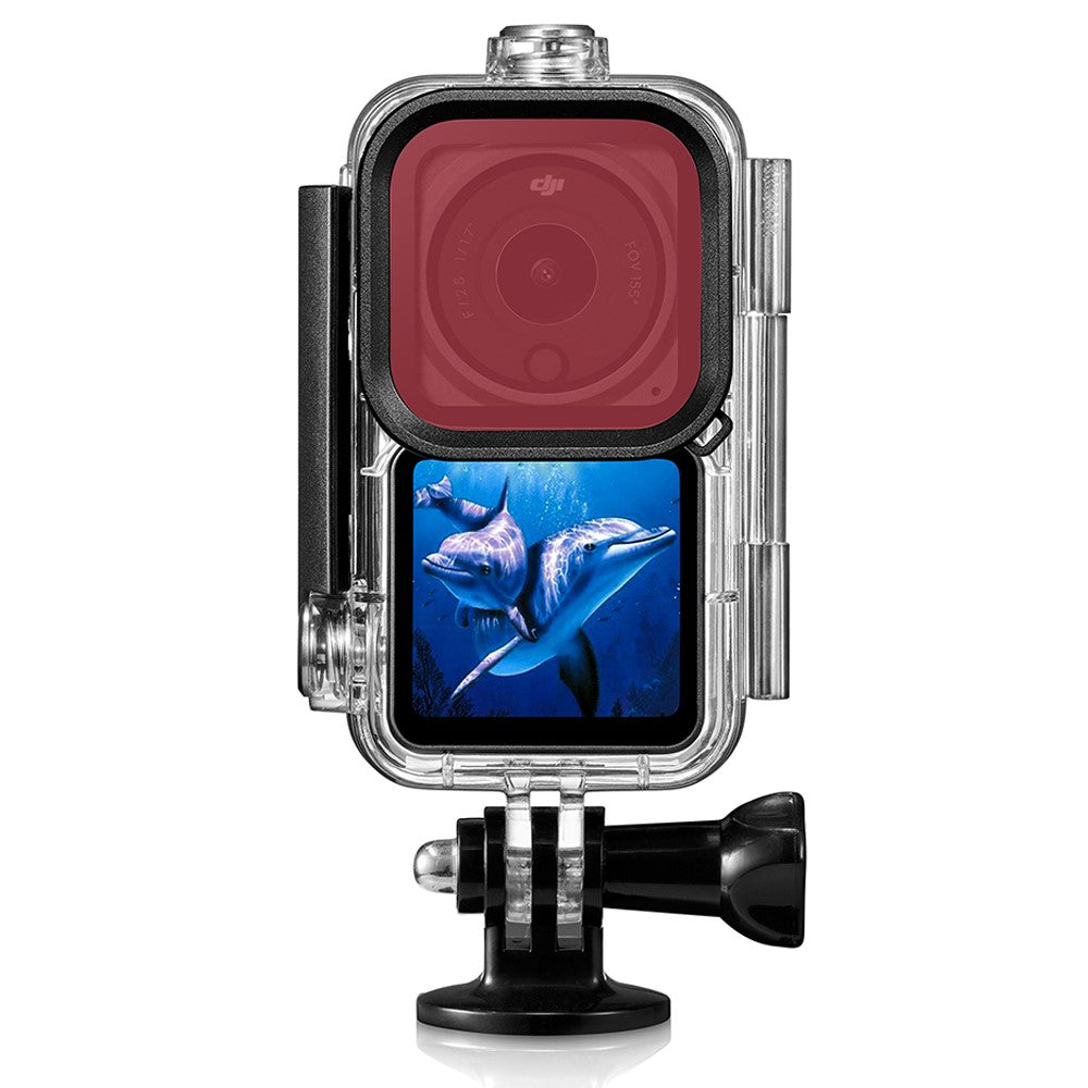 AGDY56 60m Waterproof Camera Housing Underwater Diving Shell Case with 3 Lens Filters for DJI Action 2 (3 Version Universal)