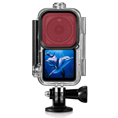 AGDY56 60m Waterproof Camera Housing Underwater Diving Shell Case with 3 Lens Filters for DJI Action 2 (3 Version Universal)