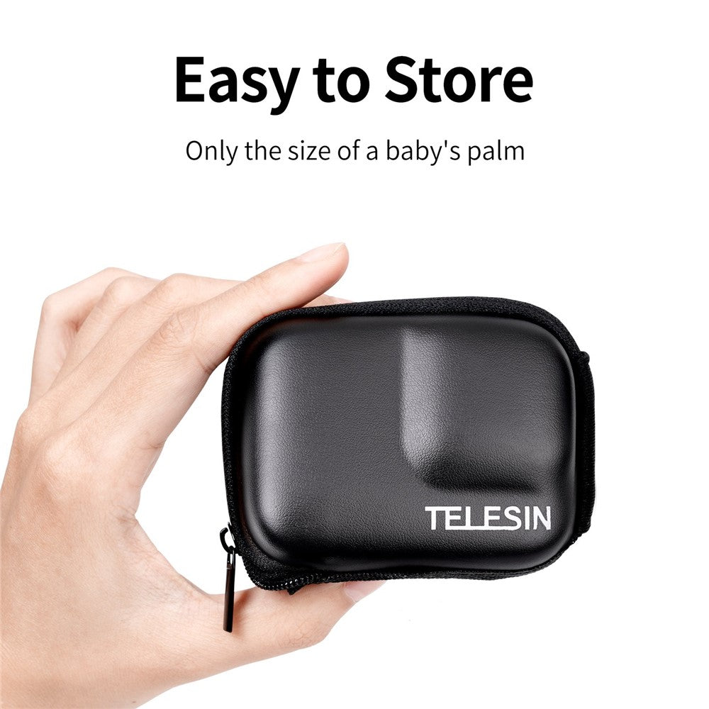 TELESIN GP-CPB-901 Storage Bag for GoPro Hero 9 / 10 / 11 Shockproof EVA+PU Leather Carrying Case Portable Box Camera Accessories Travel Kit
