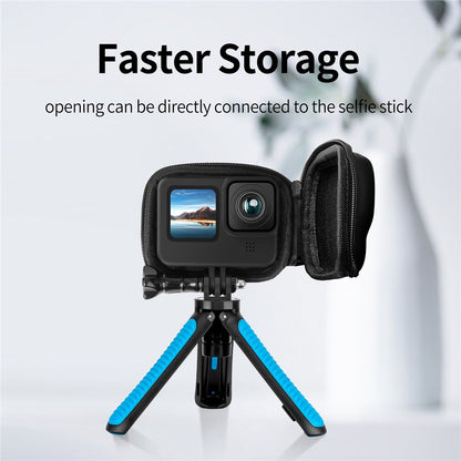 TELESIN GP-CPB-901 Storage Bag for GoPro Hero 9 / 10 / 11 Shockproof EVA+PU Leather Carrying Case Portable Box Camera Accessories Travel Kit