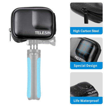 TELESIN GP-CPB-901 Storage Bag for GoPro Hero 9 / 10 / 11 Shockproof EVA+PU Leather Carrying Case Portable Box Camera Accessories Travel Kit