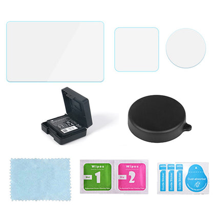 Tempered Glass Screen Protector Set for DJI Osmo Action 3 / Action 4 Sports Camera Battery Case + Lens Cover Action Camera Accessories