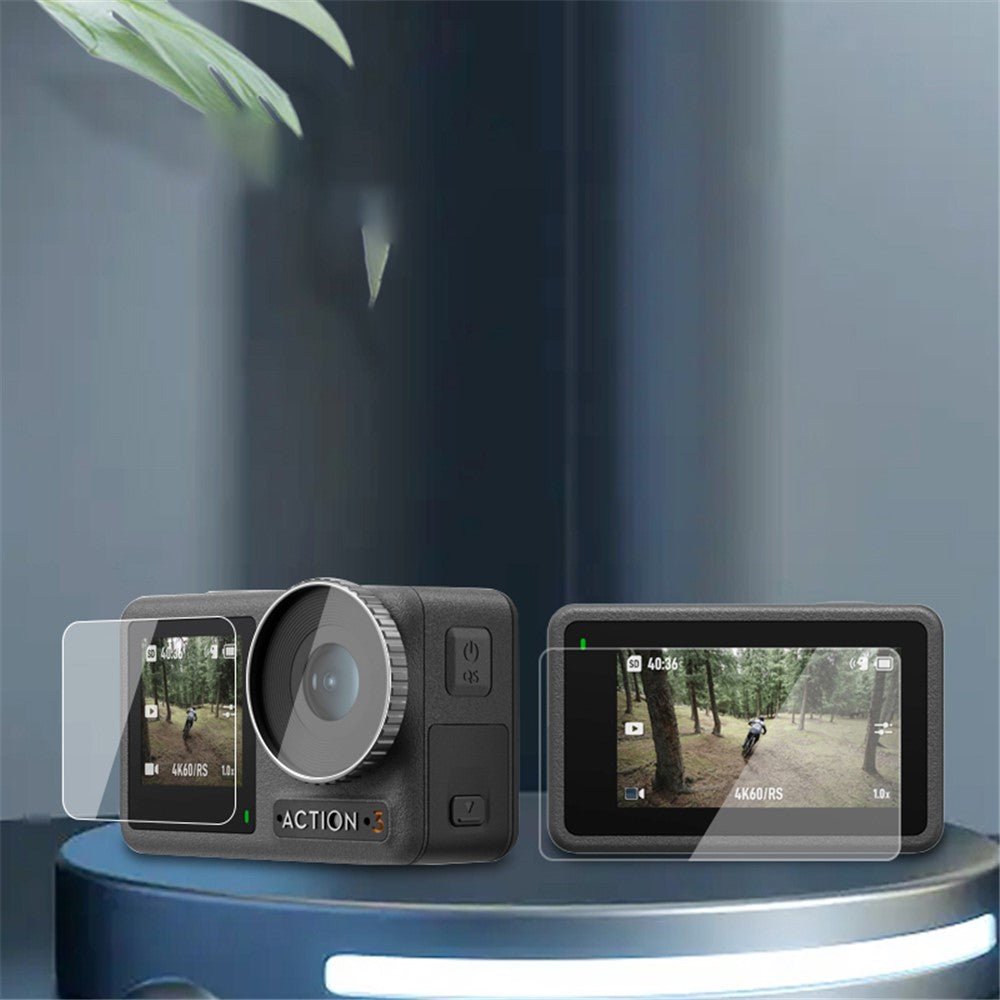 For DJI Osmo Action 3 / Action 4 Sports Camera Lens Cover Tempered Glass Screen Protector Set