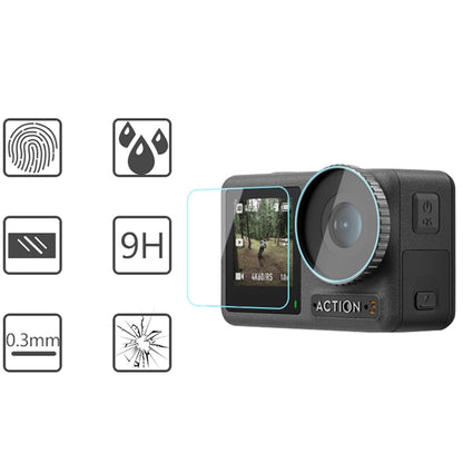 For DJI Osmo Action 3 / Action 4 Sports Camera Lens Cover Tempered Glass Screen Protector Set