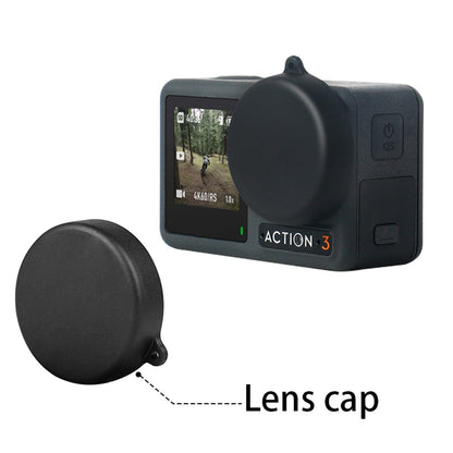 For DJI Osmo Action 3 / Action 4 Battery Storage Box Lens Cover Tempered Glass Screen Protector Set