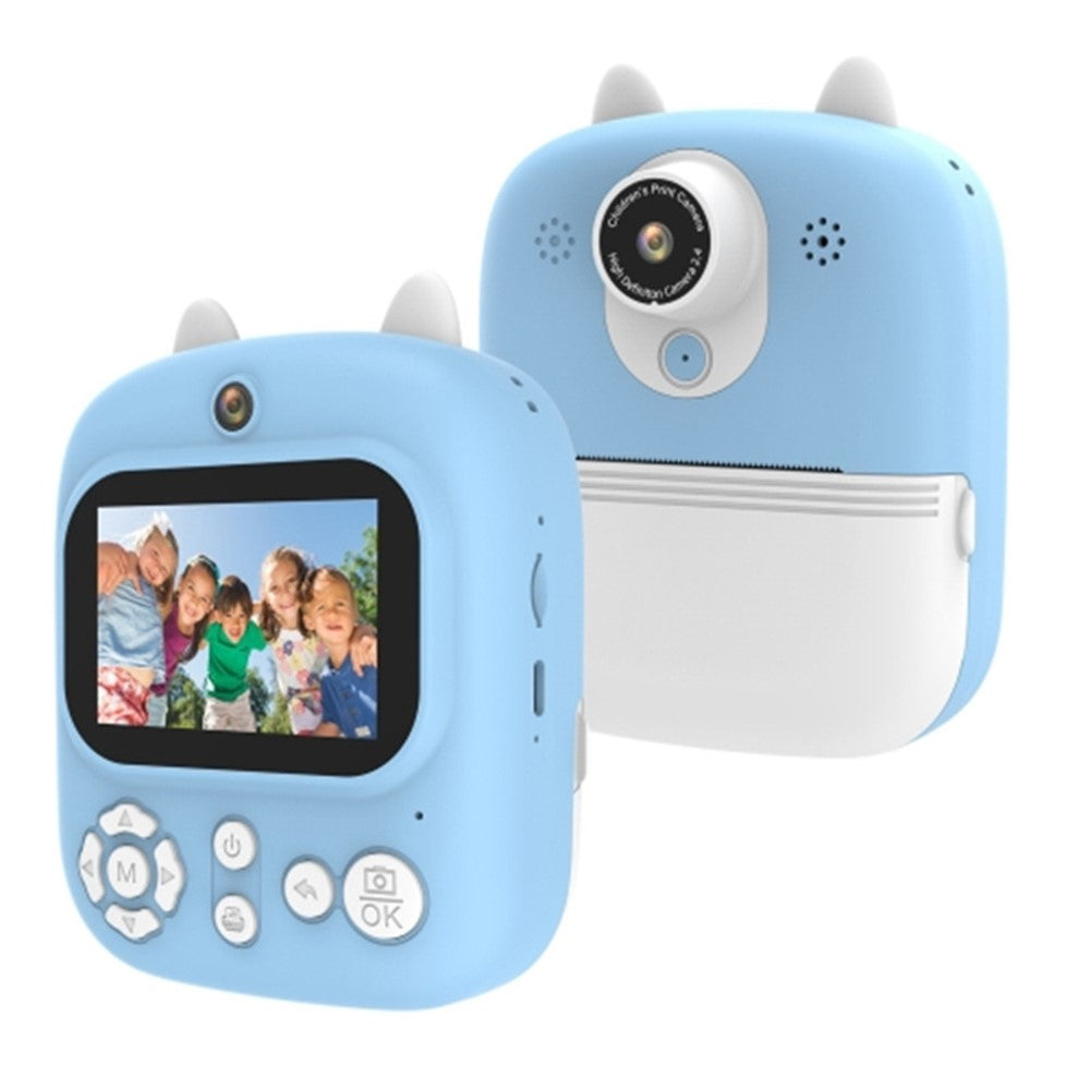1200W Pixel 2.4-inch IPS Screen Kids Camera Inkless Print Instant Camera with 32G Memory Card, Card Reader