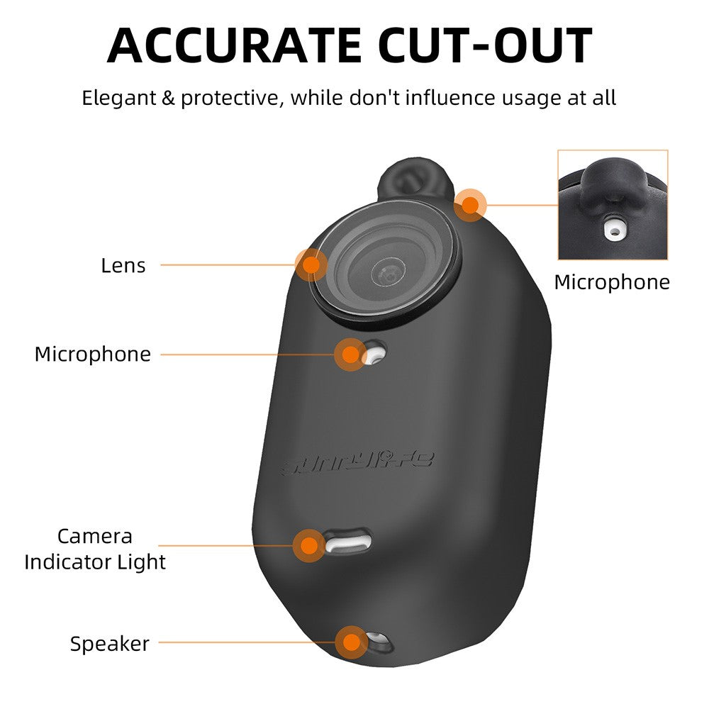 SUNNYLIFE IST-BHT594 For Insta360 GO 3 Silicone Case Camera Body Protective Sleeve with Lens Cover and Lanyard