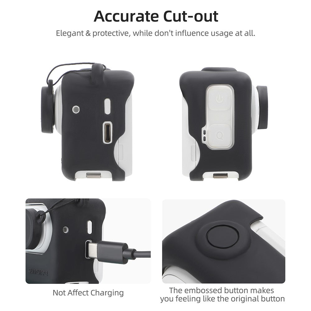 SUNNYLIFE IST-BHT595 4Pcs / Set Silicone Cover + Lens Cap + Sticker + Lanyard for Insta360 GO 3 Charging Case