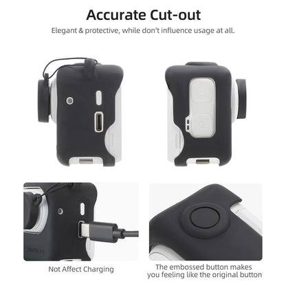 SUNNYLIFE IST-BHT595 4Pcs / Set Silicone Cover + Lens Cap + Sticker + Lanyard for Insta360 GO 3 Charging Case