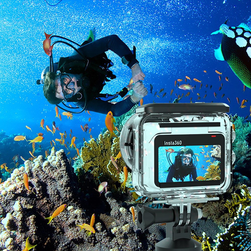 40m Waterproof Case for Insta360 GO 3 Camera PC+Stainless Steel Thumb Camera Underwater Diving Cover