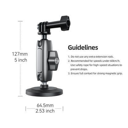 TELESIN CMM-001 Dual Ball Head Aluminum Alloy Action Camera Magnetic Base Mount Adapter