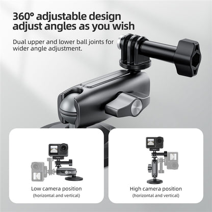 TELESIN CMM-001 Dual Ball Head Aluminum Alloy Action Camera Magnetic Base Mount Adapter