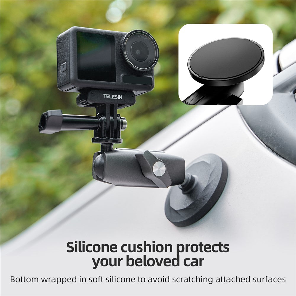 TELESIN CMM-001 Dual Ball Head Aluminum Alloy Action Camera Magnetic Base Mount Adapter