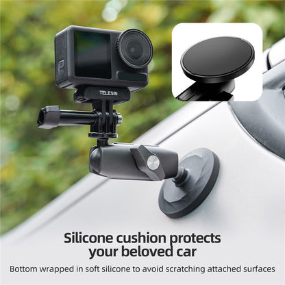 TELESIN CMM-001 Dual Ball Head Aluminum Alloy Action Camera Magnetic Base Mount Adapter