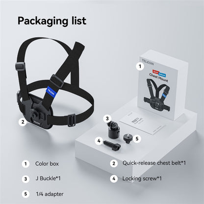 TELESIN S2-CGP-02 Chest Mount Harness for GoPro 12 Quick Release Chest Strap for Action Camera