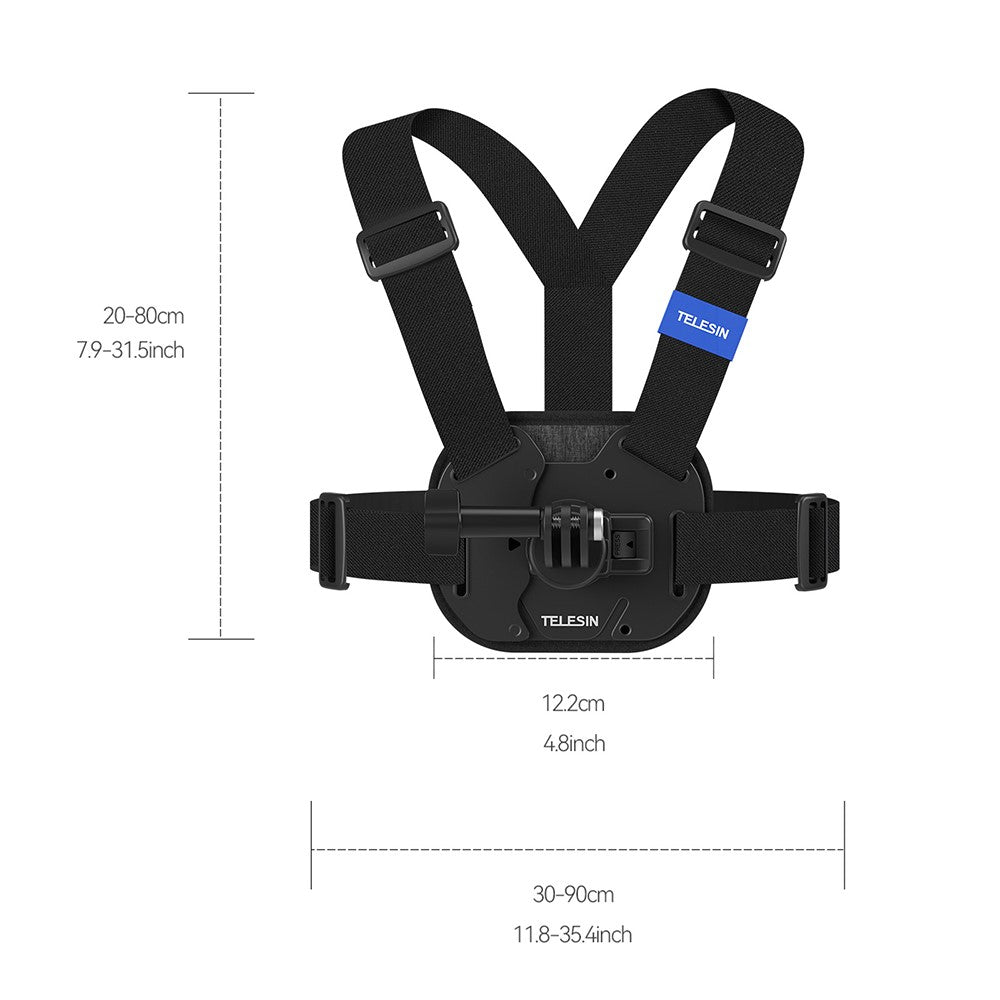 TELESIN S2-CGP-02 Chest Mount Harness for GoPro 12 Quick Release Chest Strap for Action Camera