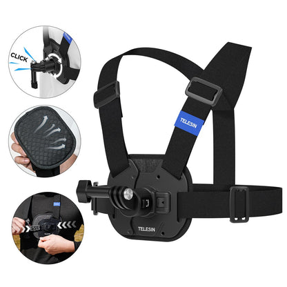TELESIN S2-CGP-02 Chest Mount Harness for GoPro 12 Quick Release Chest Strap for Action Camera
