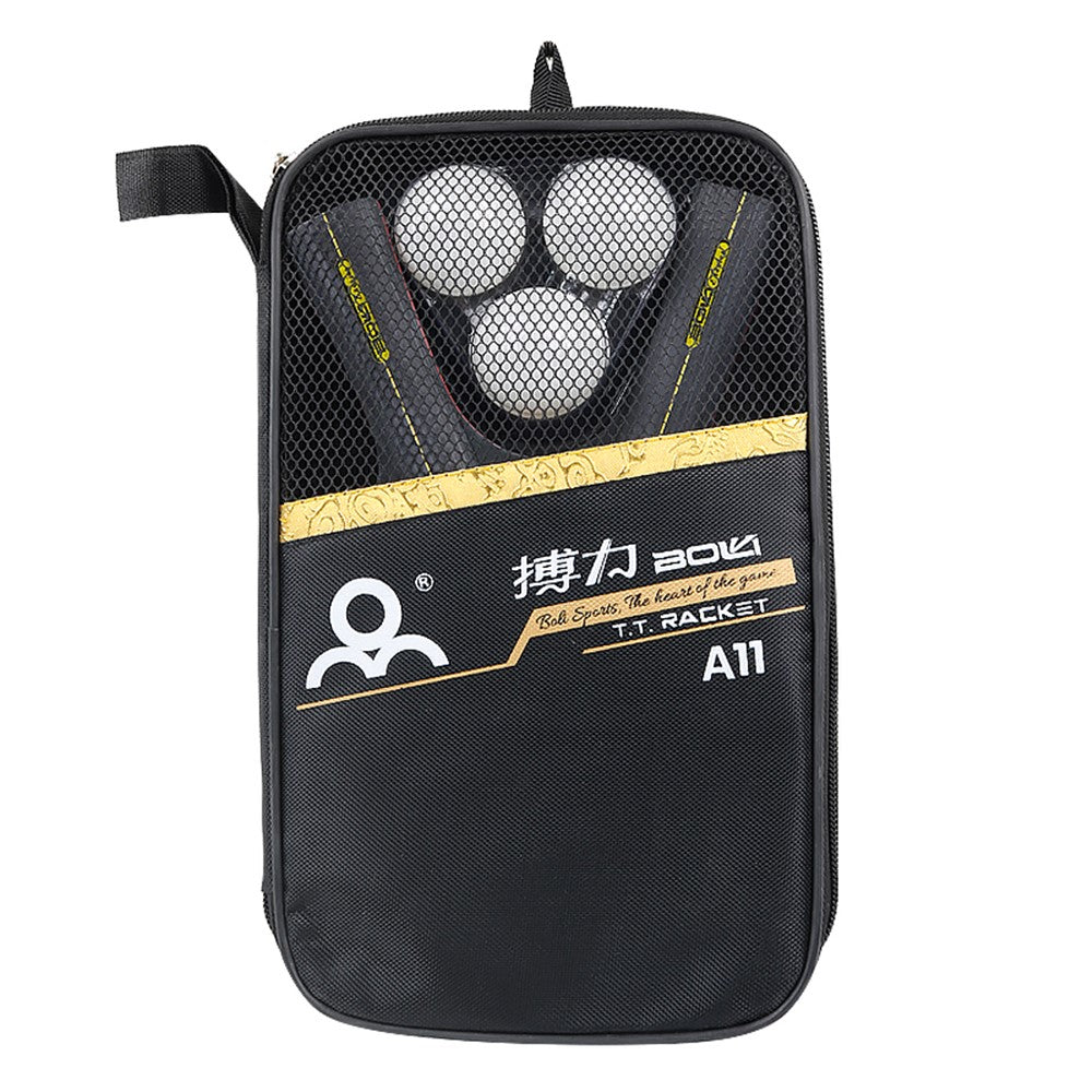 A11 Table Tennis Rackets Set 1 Pair Shakehand Grip / Long Handle Ping Pong Bats with 3 Balls