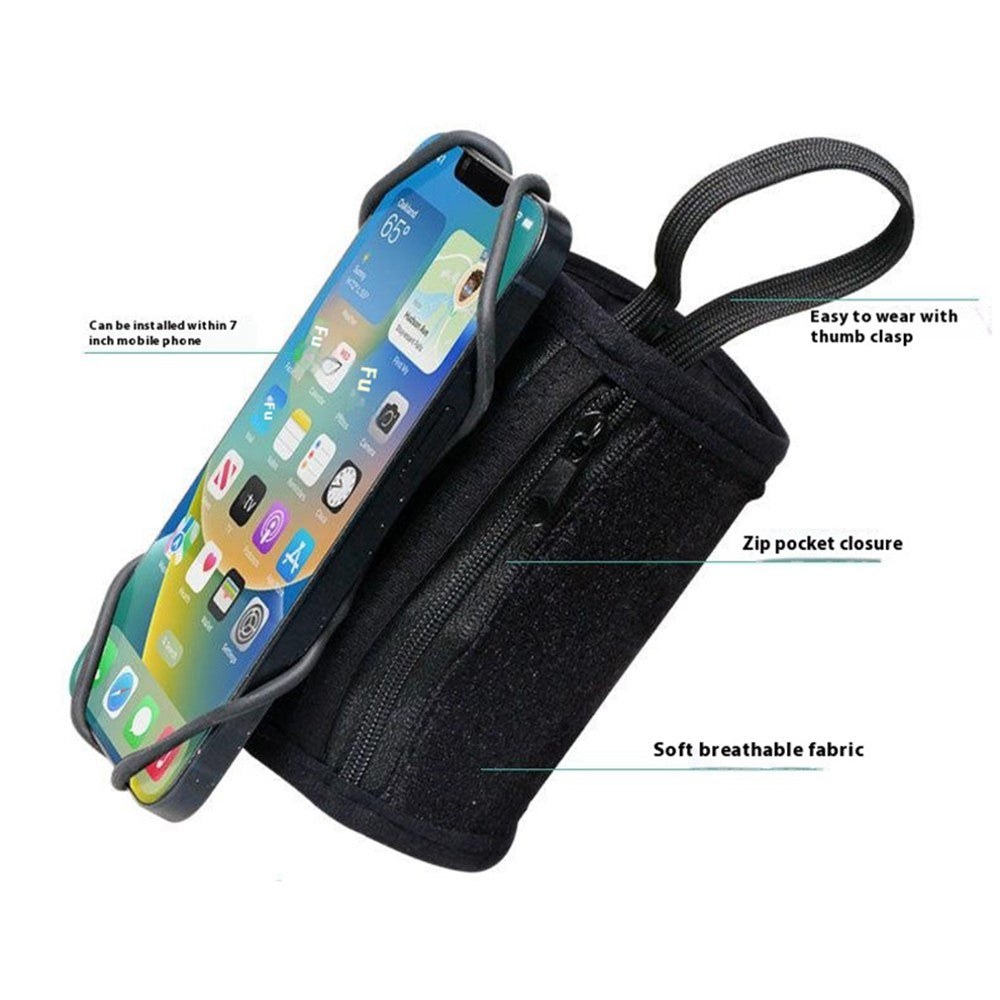 12x10cm Wristband Phone Holder 360-Degree Rotatable Forearm Wrist Storage Bag