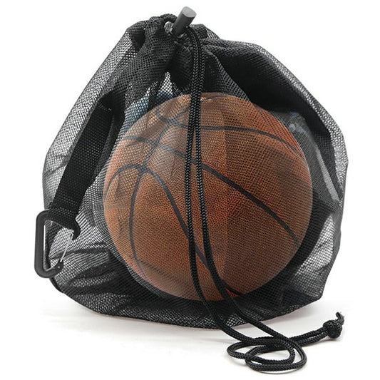 16L Drawstring Mesh Bag Waterproof Leather Base Sports Ball Organizer with Hanging Hook for Basketball