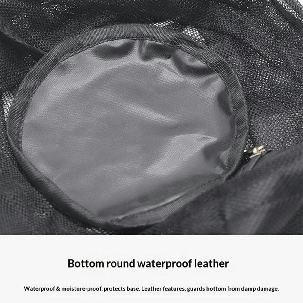16L Drawstring Mesh Bag Waterproof Leather Base Sports Ball Organizer with Hanging Hook for Basketball